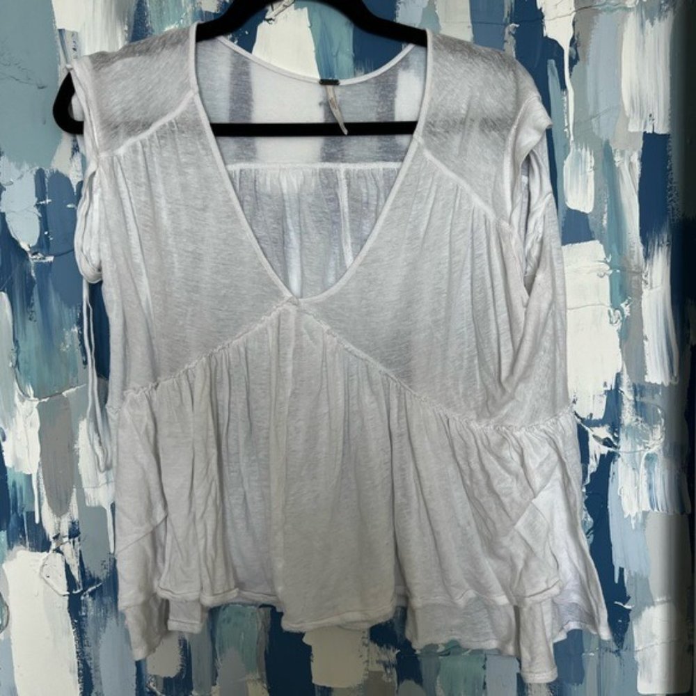 Free People Top - White Free People Short Sleeve Shirts for Women - Summer Tops - Picture 2 of 4